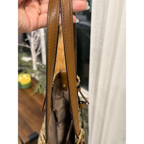 Michael Kors Jet Set Signature Handbag Tote Bag Purse Brown Tan - Picture 2 of 9